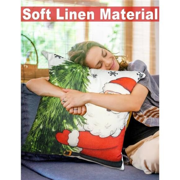 Christmas Decorations Set of 4Double-Sided Print Christmas Pillow Covers 18"x18" - Picture 6 of 7